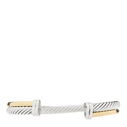 David Yurman Sterling Silver 18K Yellow Gold 5mm Crossover Cuff Bracelet 2 of 3