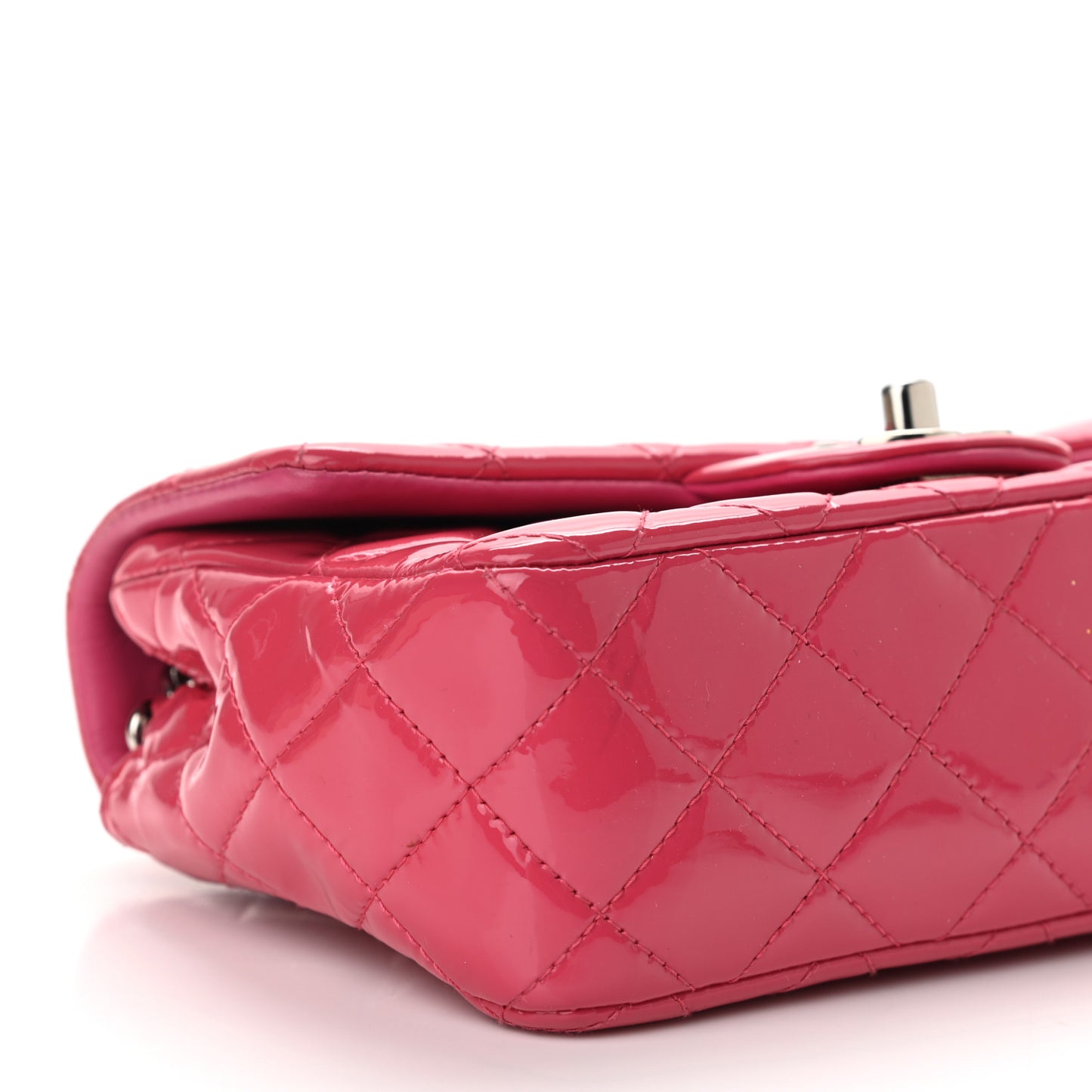 Patent Quilted Mini Rectangular Flap Fuchsia