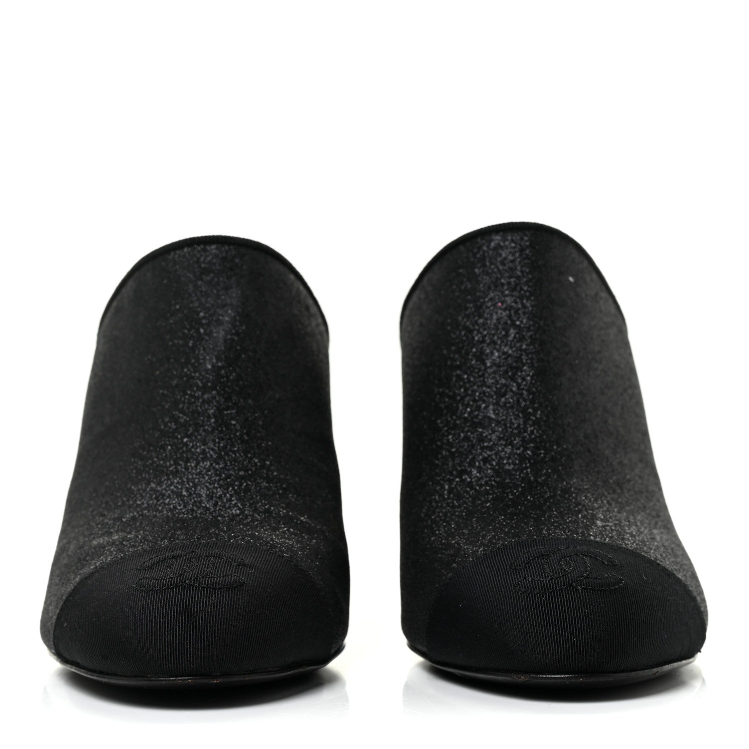Chanel Fabric Cap Toe CC Mules 36.5 Black 2 of 13