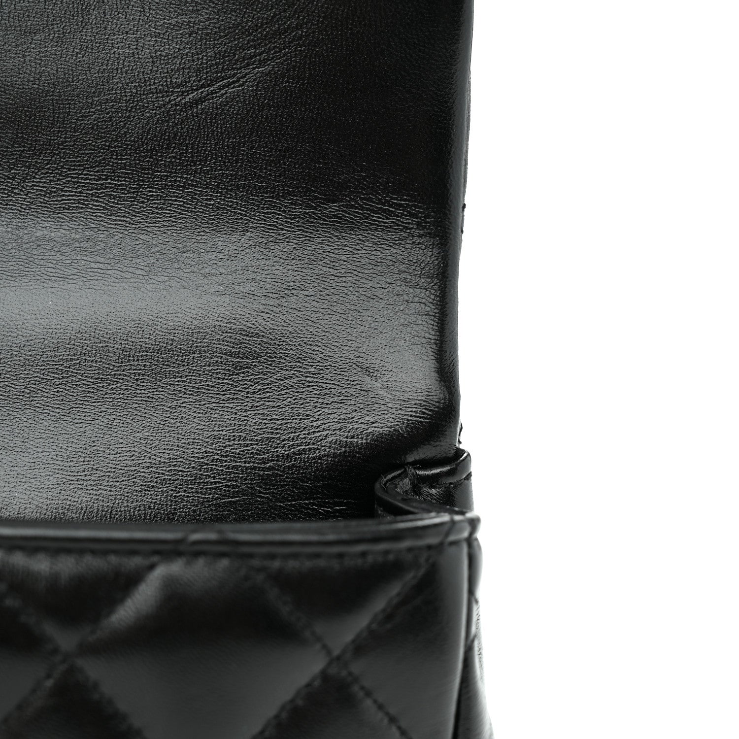 Chanel Shiny Lambskin Quilted Golden Links Top Handle Flap Black 12 of 13