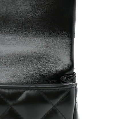 Chanel Shiny Lambskin Quilted Golden Links Top Handle Flap Black 12 of 13