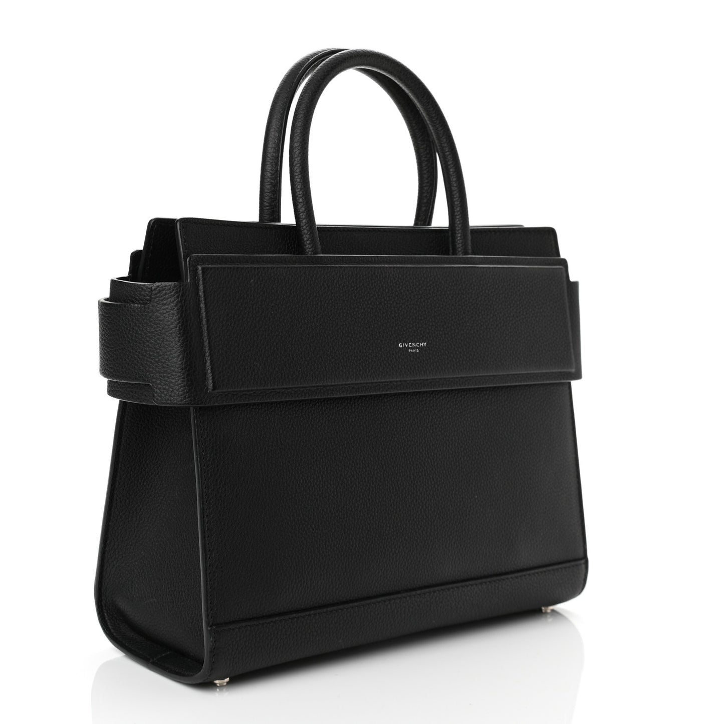 Grained Calfskin Small Horizon Satchel Black