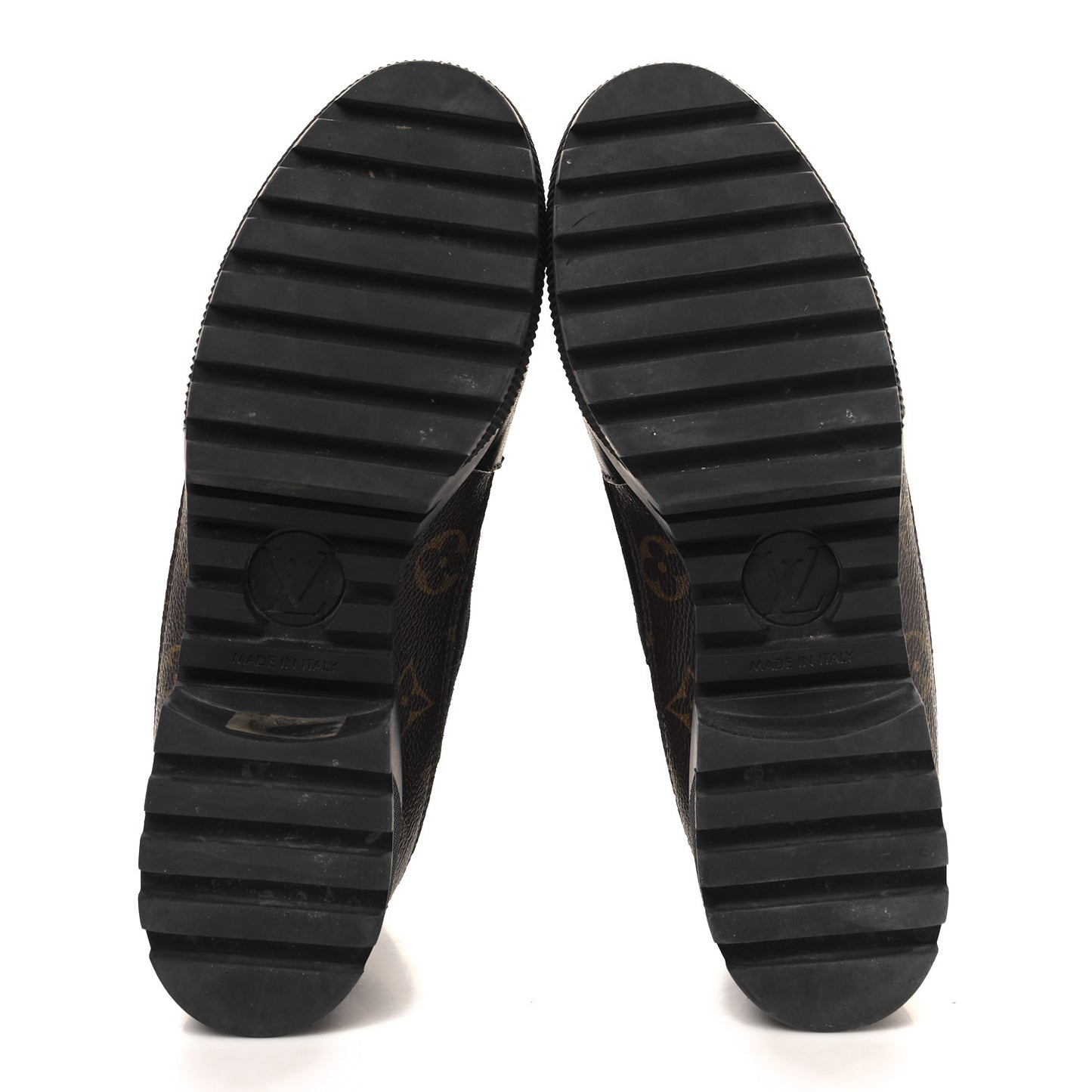 Suede Calfskin Monogram Laureate Platform Desert Boots 38.5 Black