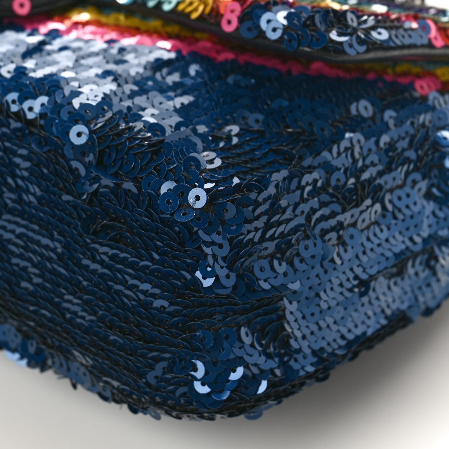 Chanel Sequin Medium Single Flap Blue Black Multicolor 9 of 9