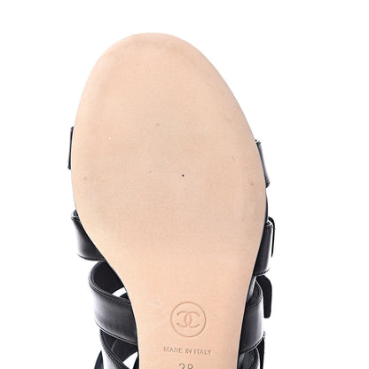 Chanel Calfskin CC Turnlock Sandals 38 Black 11 of 12
