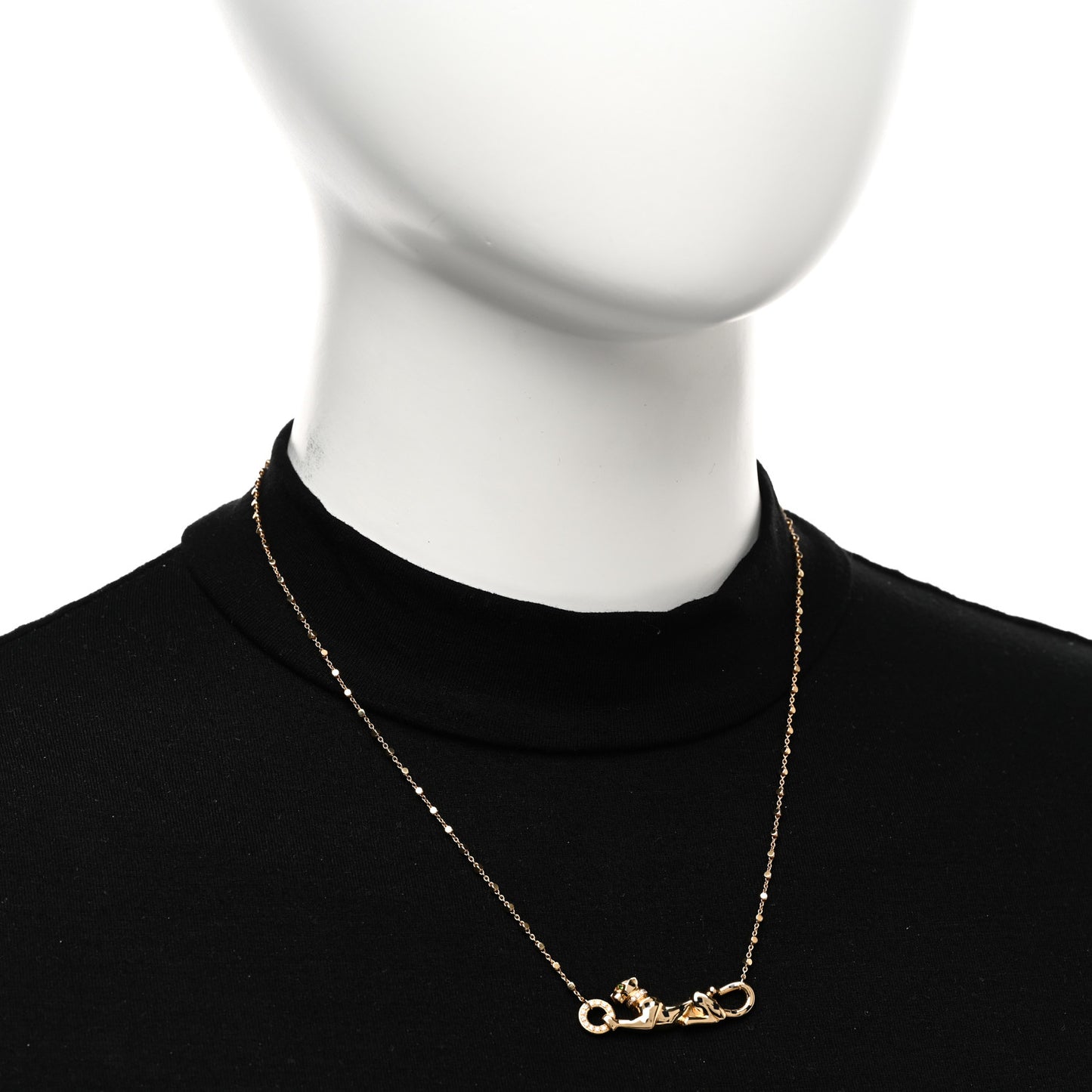 18K Yellow Gold Diamond Tsavorite Black Lacquer Panthere De Cartier Necklace