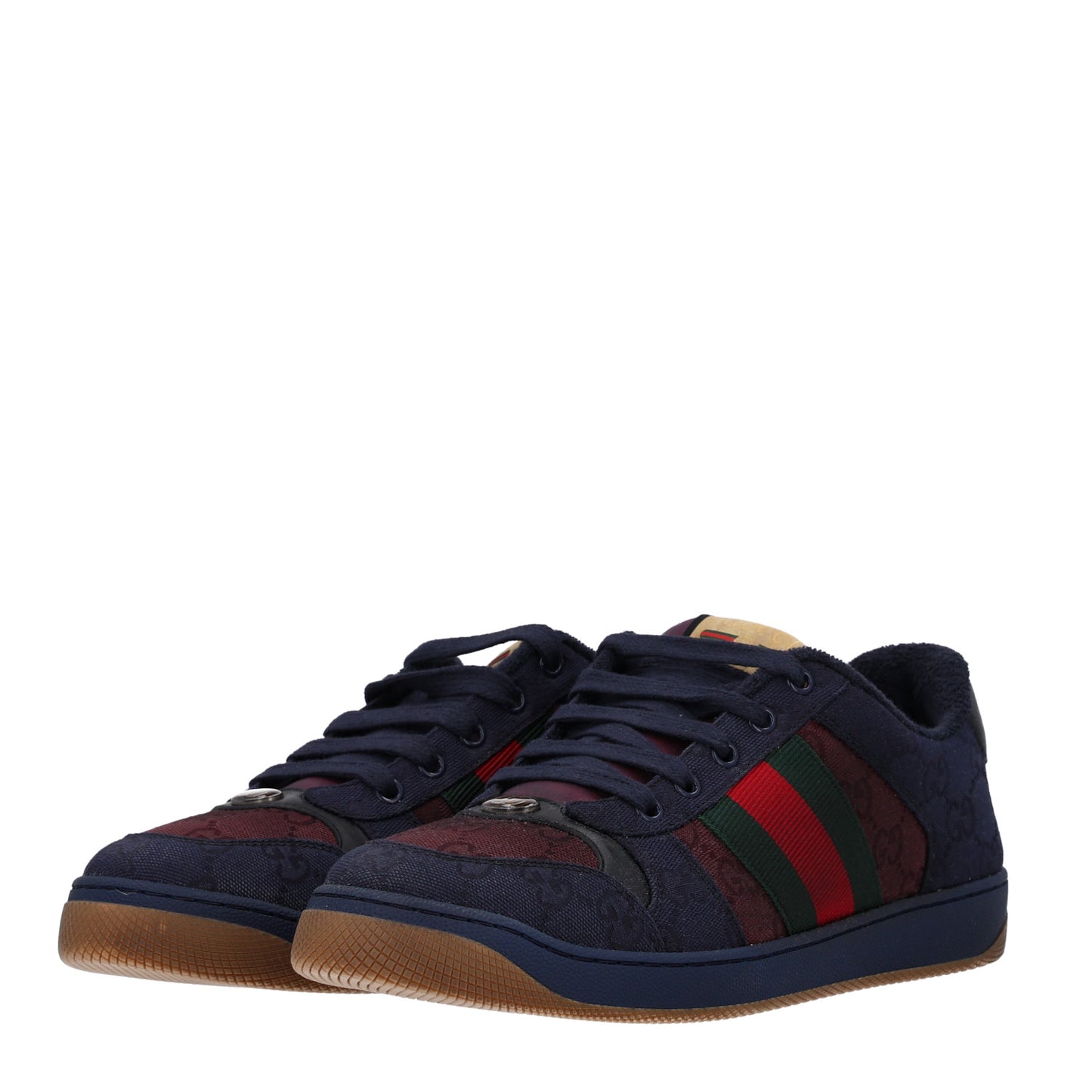 New Canvas GG Web Mens Screener Sneakers 8 Burgundy Navy