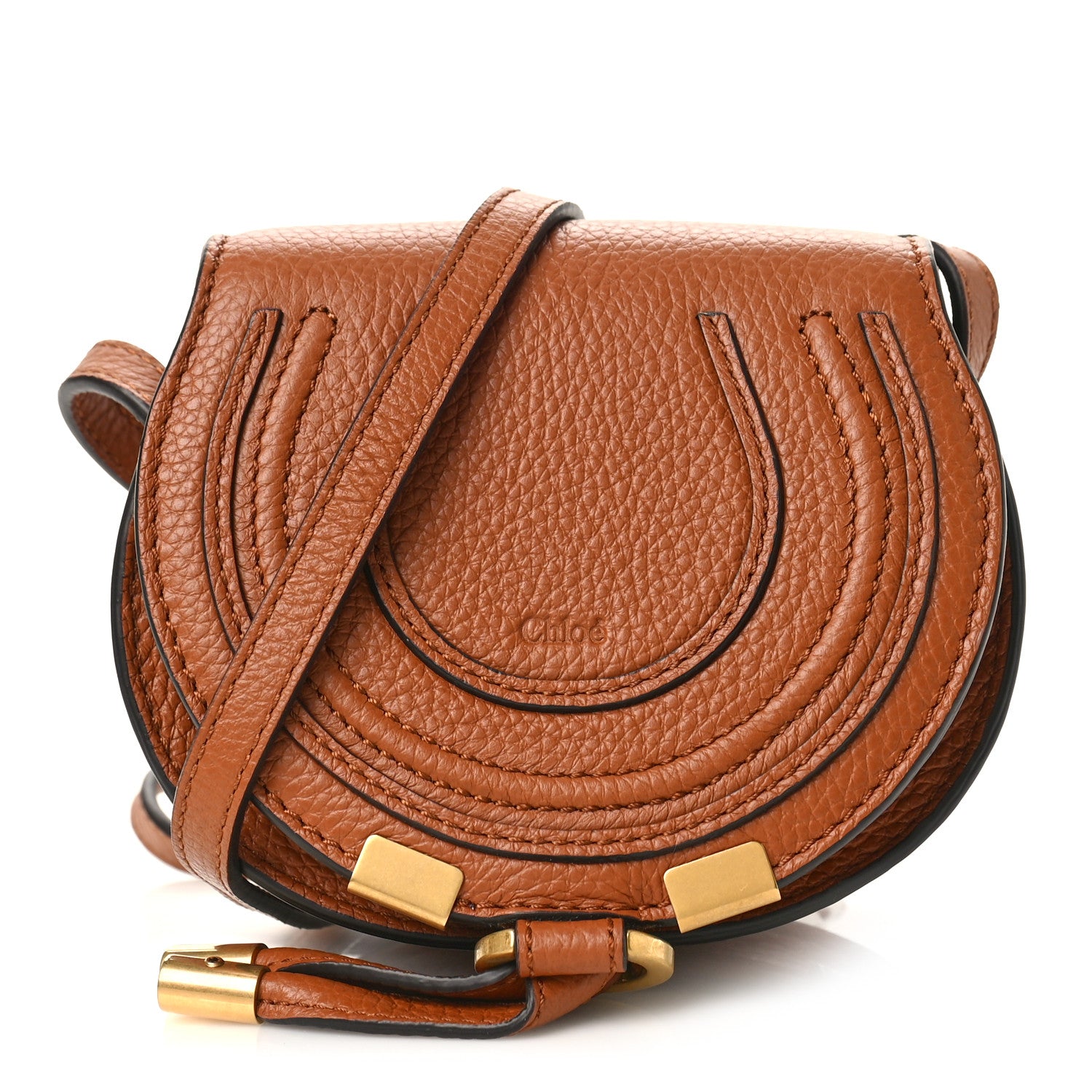 Chloe Calfskin Nano Marcie Saddle Bag Tan 1 of 8