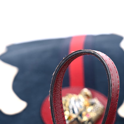 Gucci X MLB Suede Calfskin NY Yankees Large Rajah Chain Tote New Blue Romantic Cherry 19 of 19