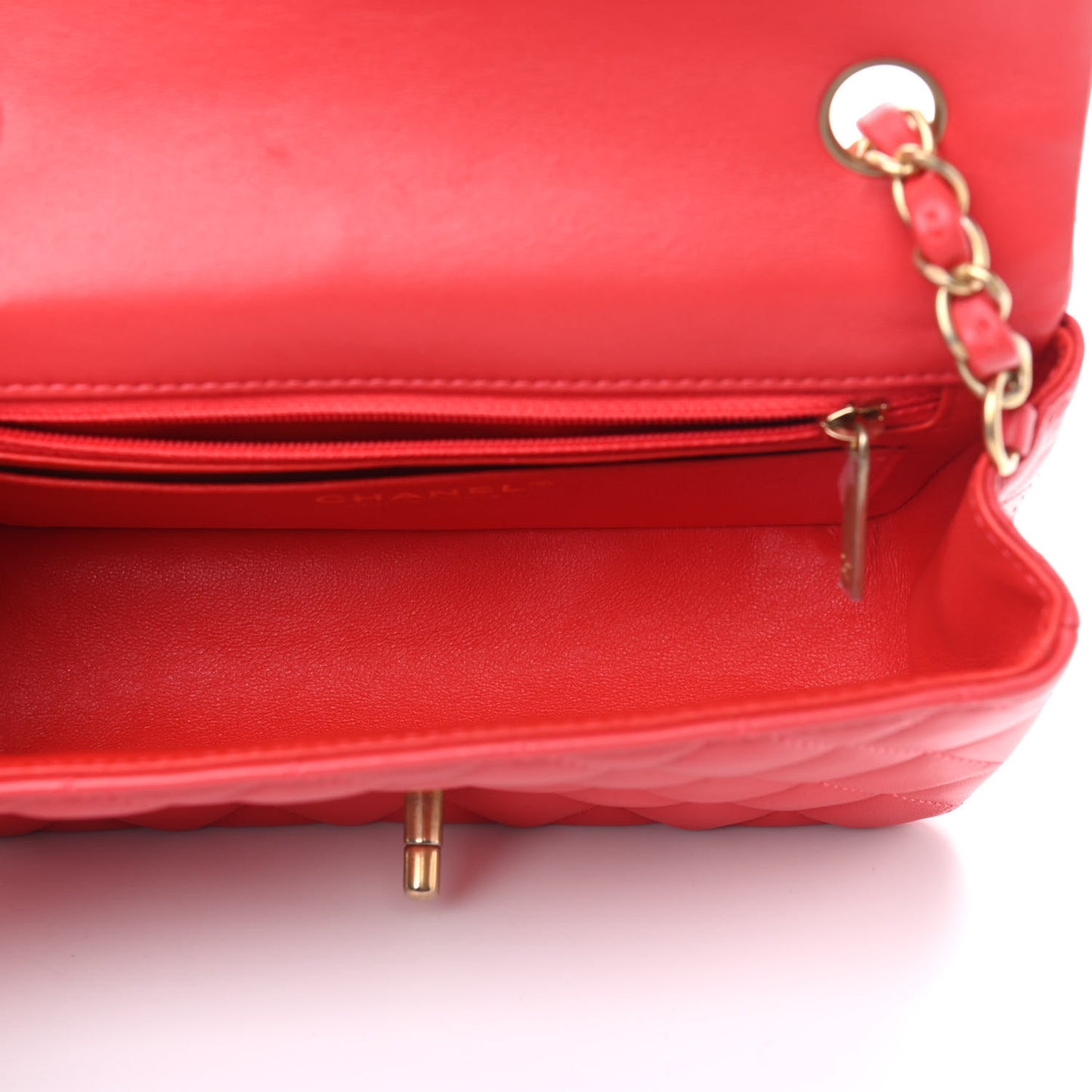 Lambskin Quilted Mini Rectangular Flap Red