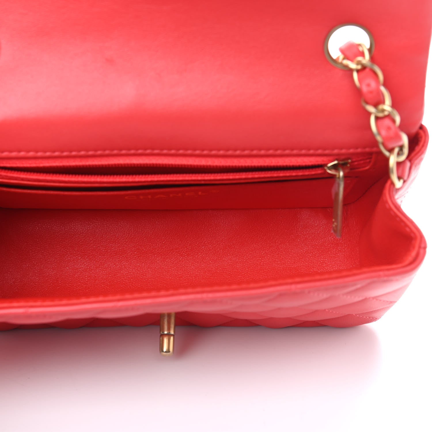 Chanel Lambskin Quilted Mini Rectangular Flap Red 5 of 10