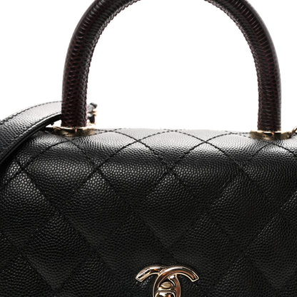 Chanel Caviar Lizard Embossed Quilted Mini Coco Handle Flap Black 8 of 11