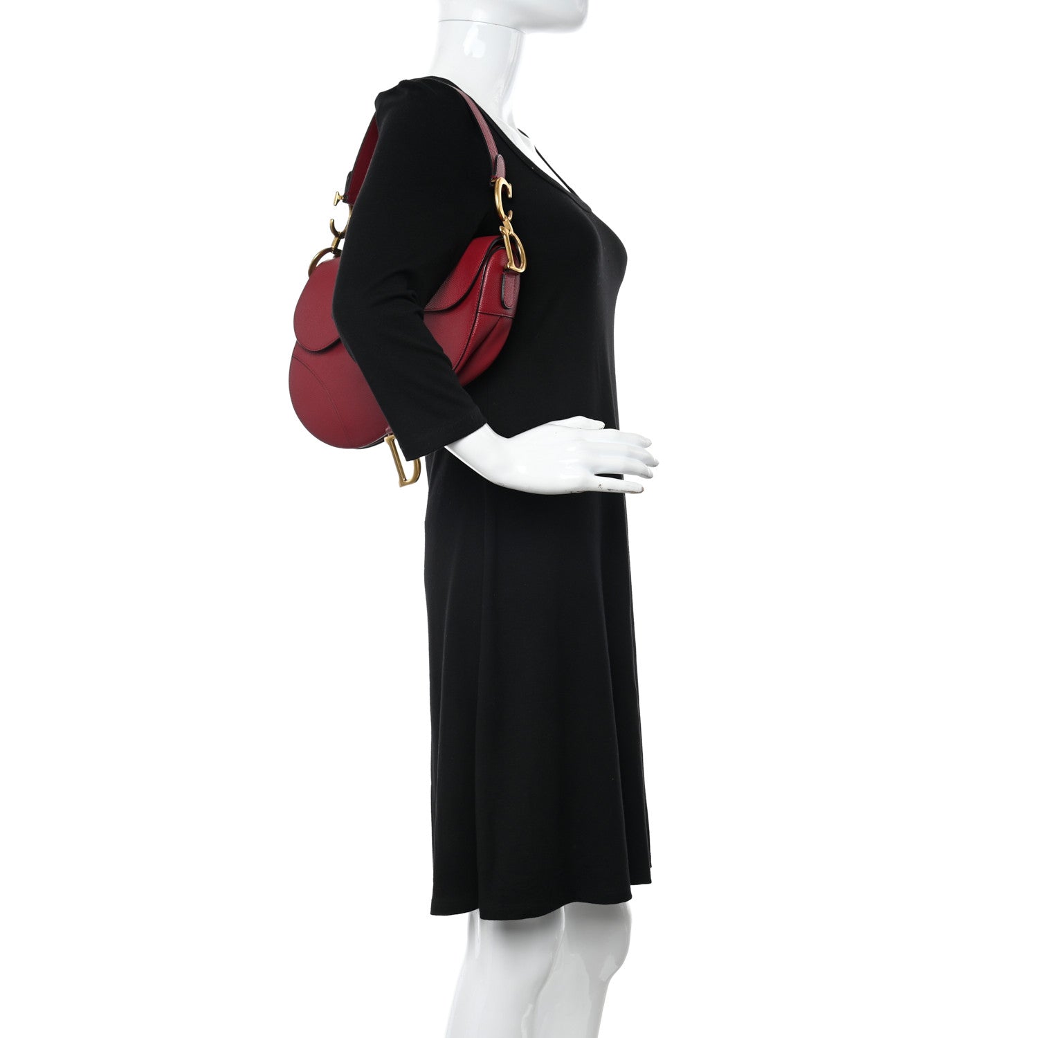 Christian Dior Grained Calfskin Saddle Bag Red 2 of 14