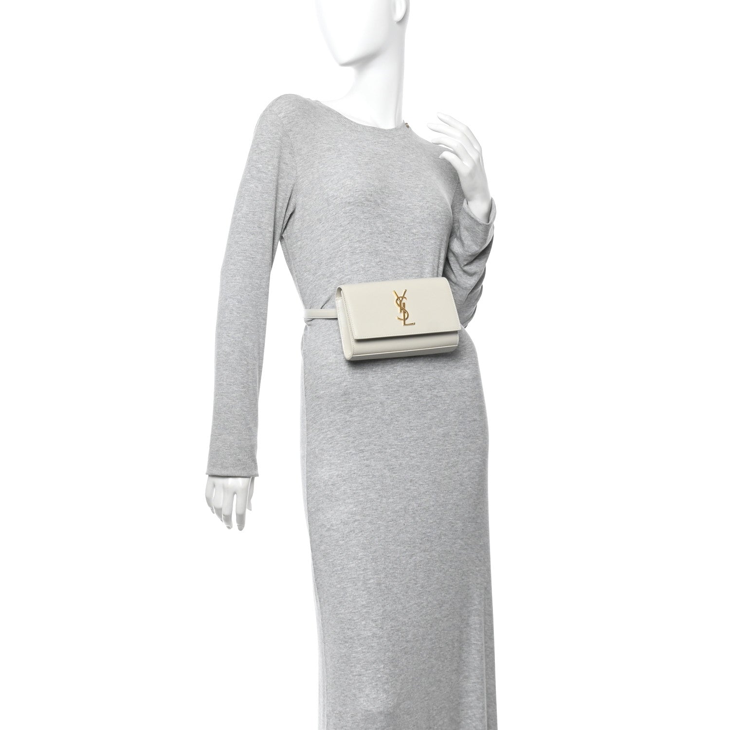 Saint Laurent Grain De Poudre Monogram Kate Belt Bag Crema Soft 3 of 17