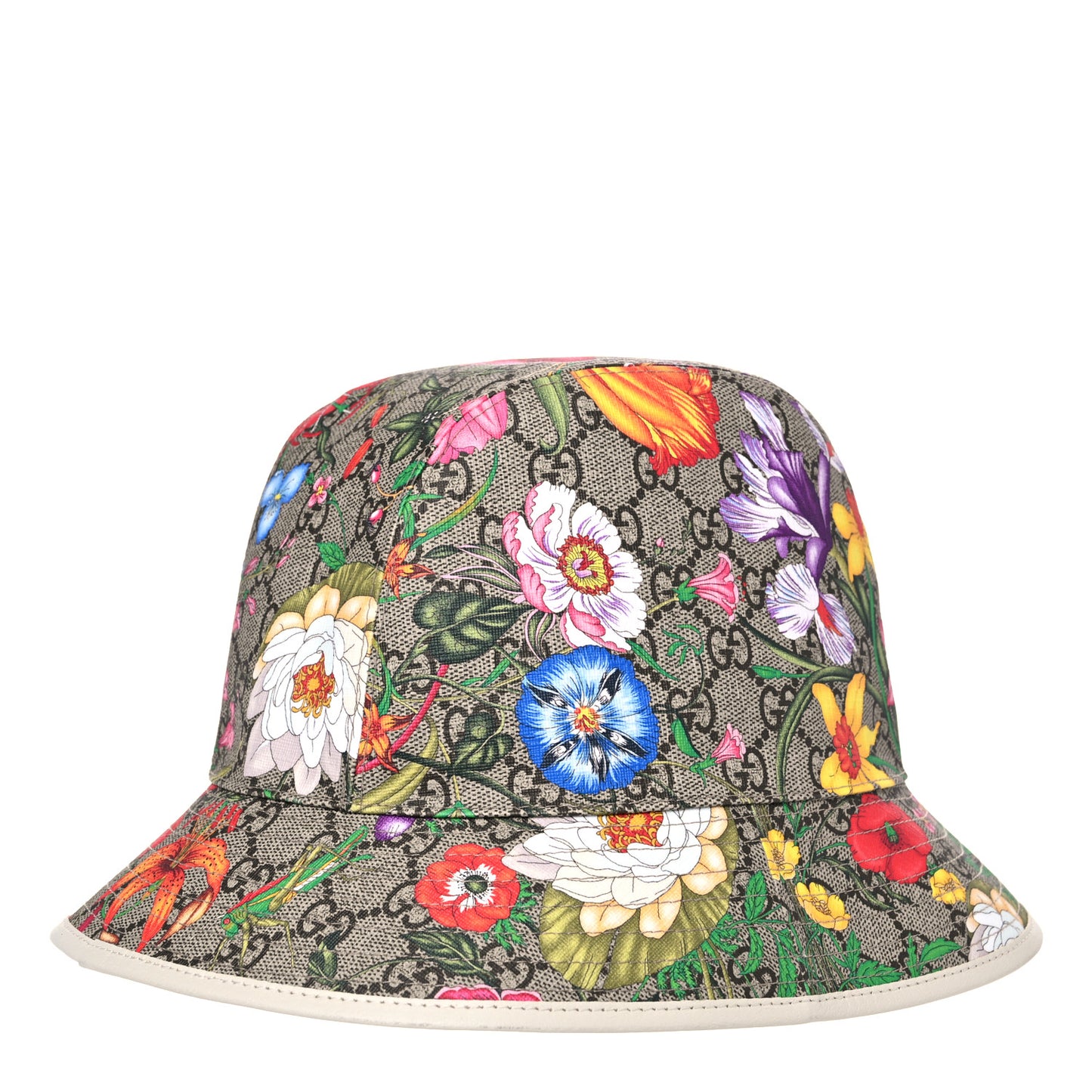 GG Supreme Monogram Flora Fedora Hat L White