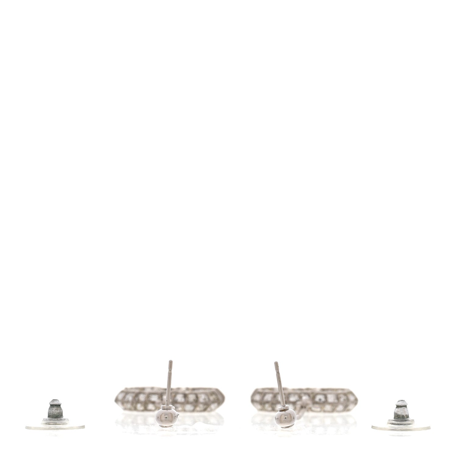 Chanel Baguette Crystal CC Drop Earrings Silver 3 of 5