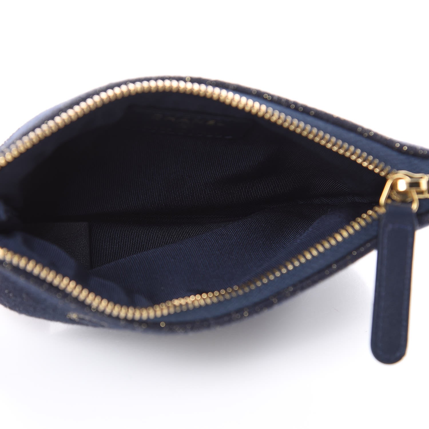Chanel Lurex Canvas Deauville Cosmetic Pouch Navy Blue Gold 5 of 8