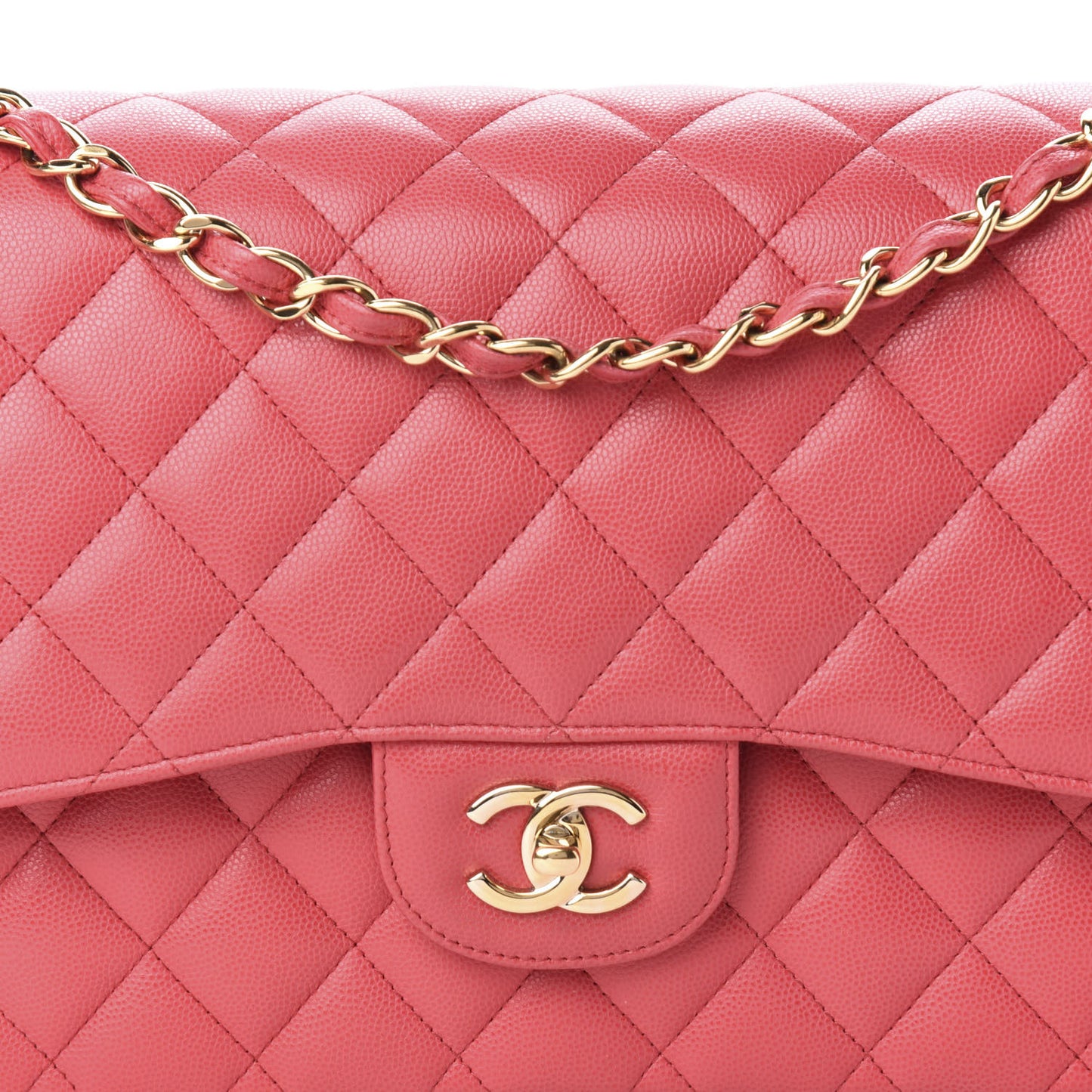 Caviar Quilted Jumbo Double Flap Dark Pink
