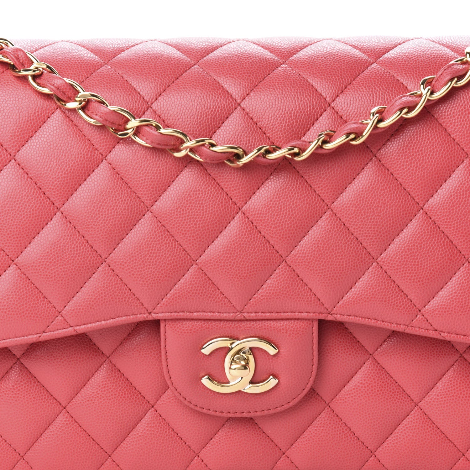 Chanel Caviar Quilted Jumbo Double Flap Dark Pink 12 of 12
