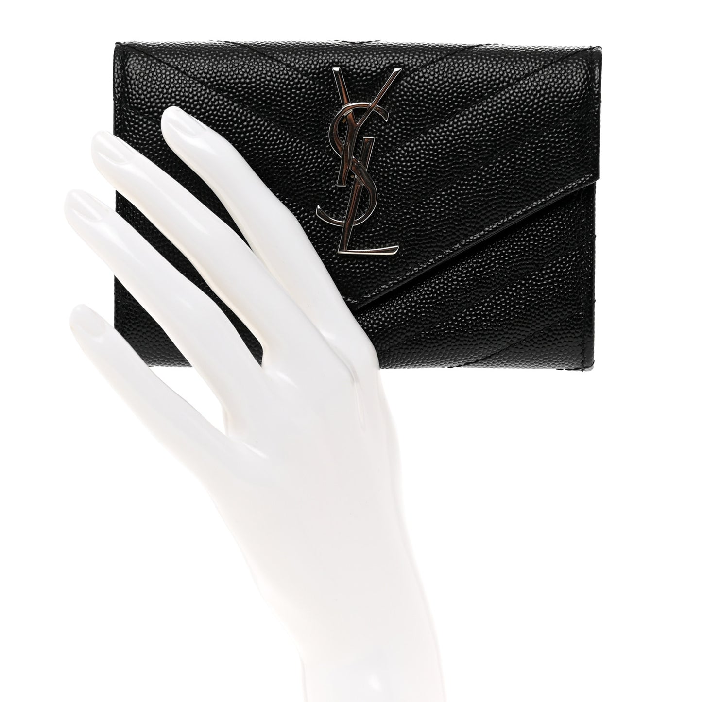 Grain De Poudre Matelasse Chevron Small Monogram Envelope Wallet Black