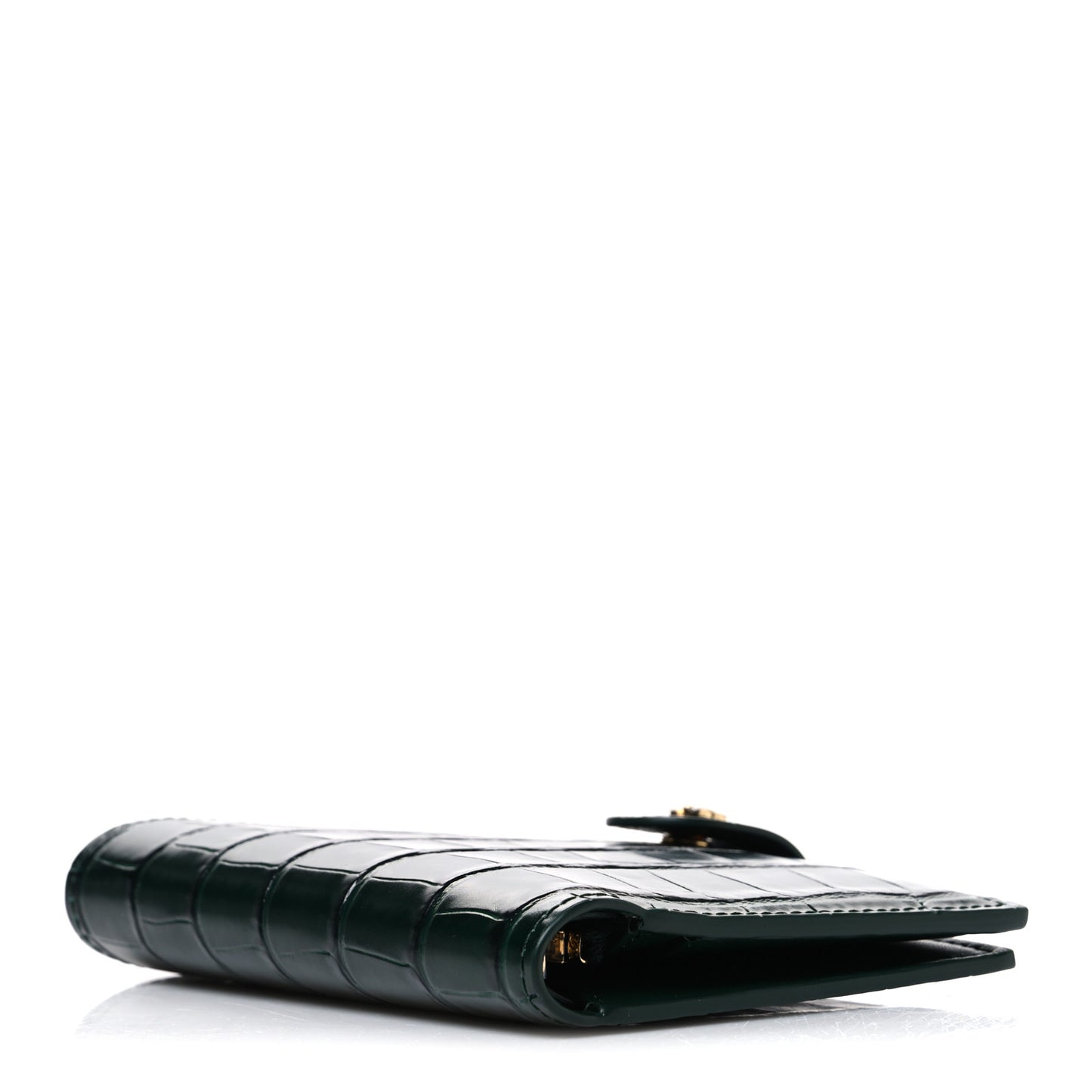 Calfskin Crocodile Embossed Crococo Passport Holder Emerald