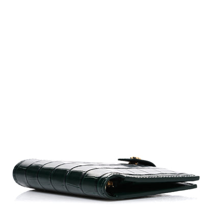 Chanel Calfskin Crocodile Embossed Crococo Passport Holder Emerald 4 of 7