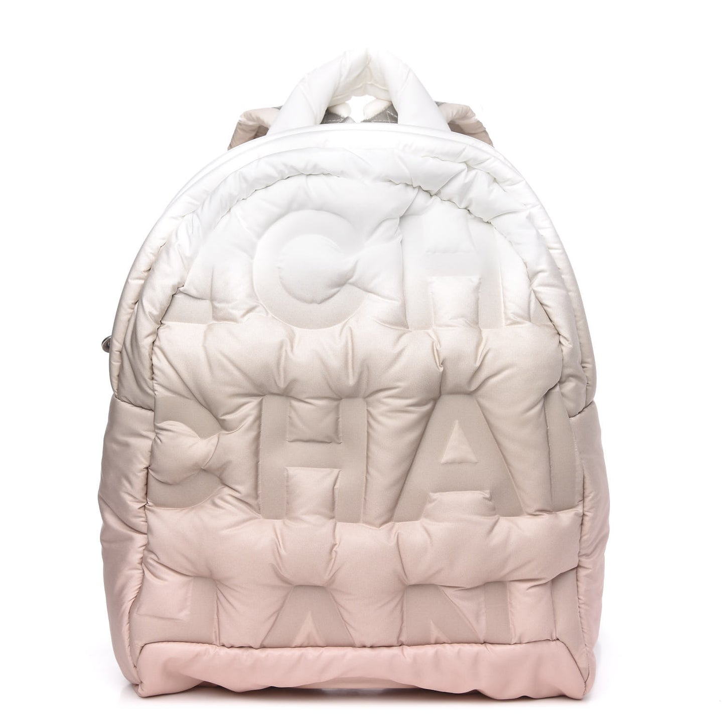 Nylon Embossed Small Doudoune Backpack Pink Grey White
