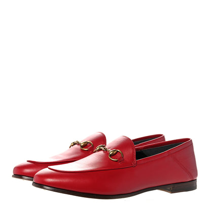 Gucci Lambskin Womens Brixton Horsebit Loafers 37.5 Hibiscus Red 3 of 9
