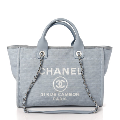 Chanel Mixed Fibers Small Deauville Tote Blue 2 of 9