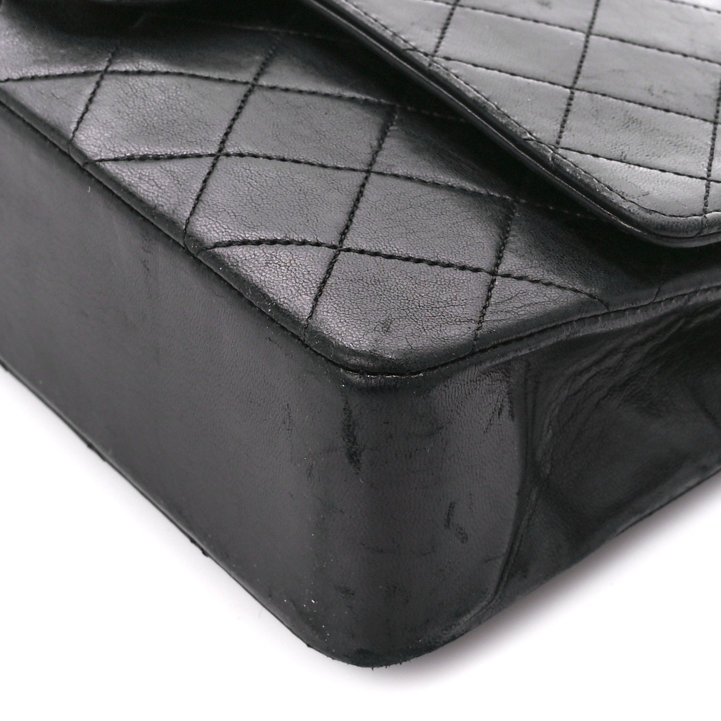 Lambskin Quilted Medium Double Flap Black