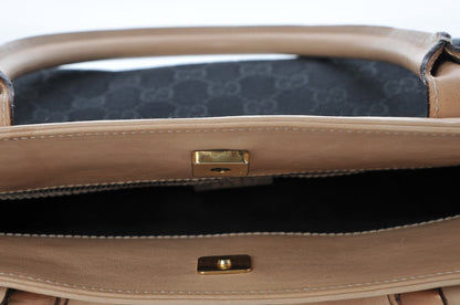 Gucci Monogram Horsebit Chain Shoulder Bag Beige Black 14 of 14
