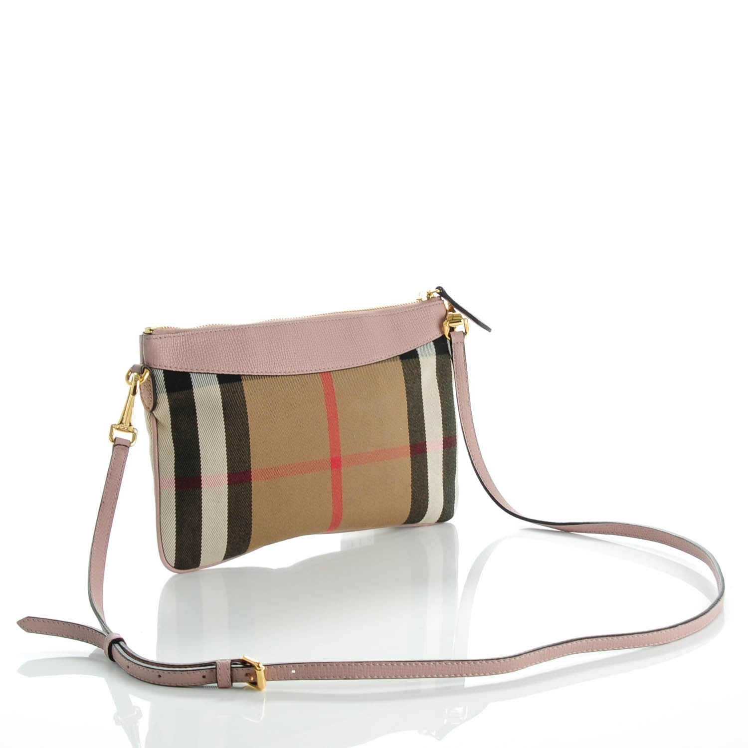 Burberry House Check Derby Peyton Crossbody Clutch Bag Pale Orchid 3 of 7