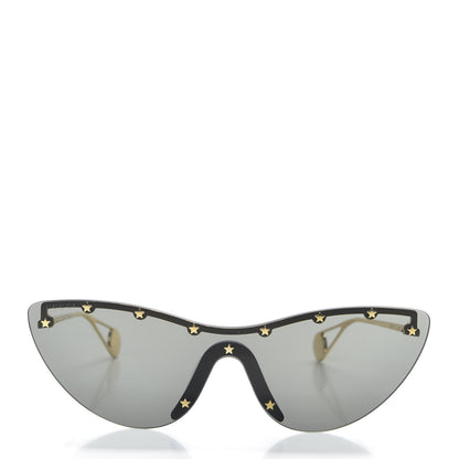 Gucci Metal Rimless Star Studded 90mm Cat Eye GG0666S Sunglasses Black Gold 2 of 7