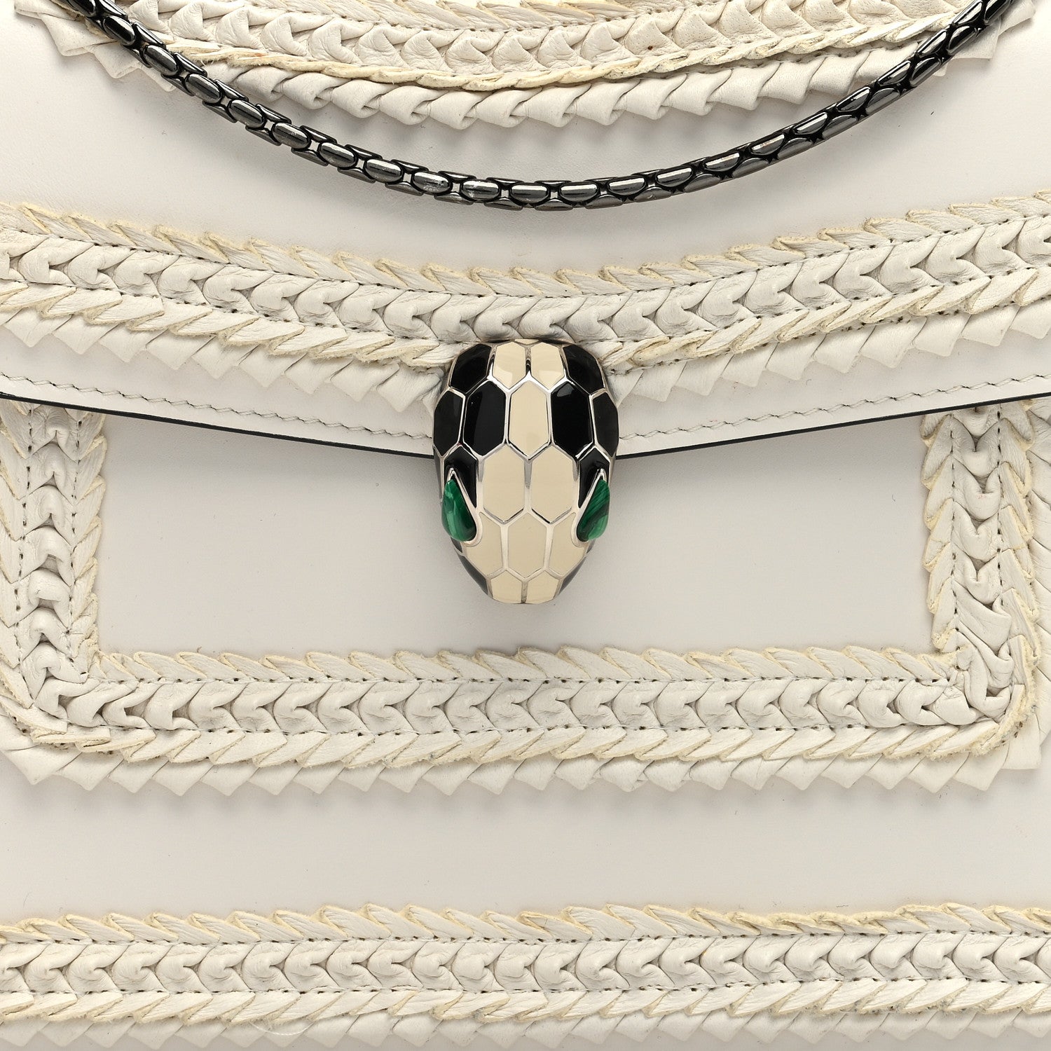 Bulgari Calfskin Plisse Serpenti Forever Shoulder Bag White 8 of 12