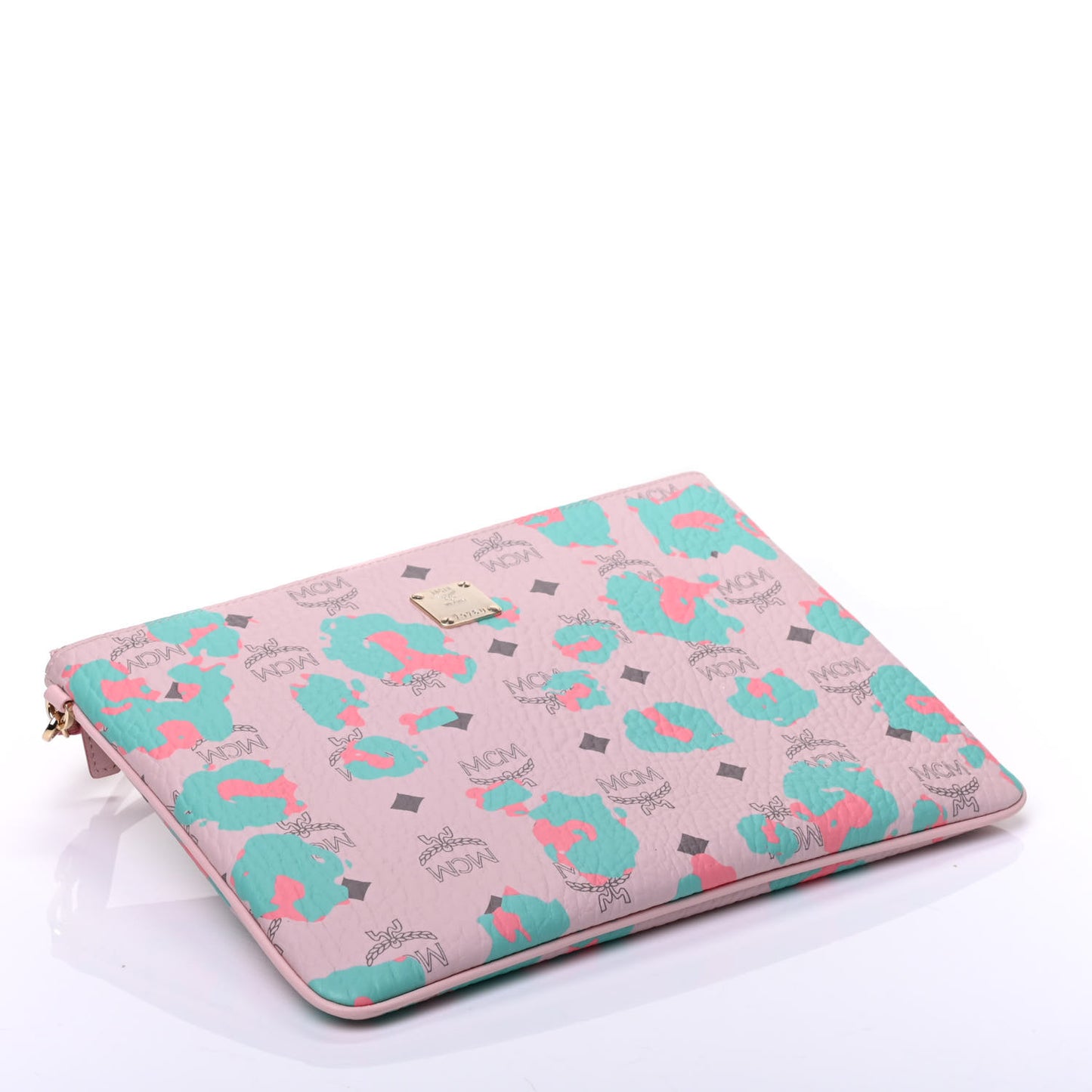 Visetos Floral Leopard Wristlet Zip Pouch Pink