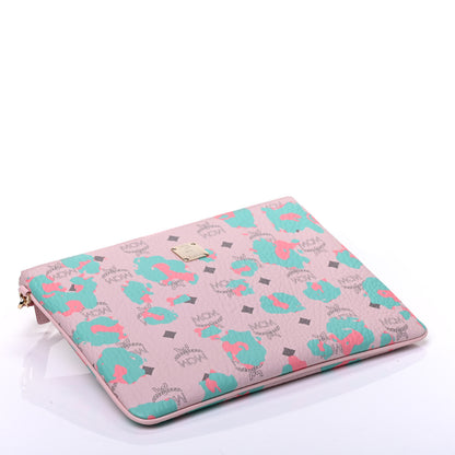 MCM Visetos Floral Leopard Wristlet Zip Pouch Pink 4 of 7