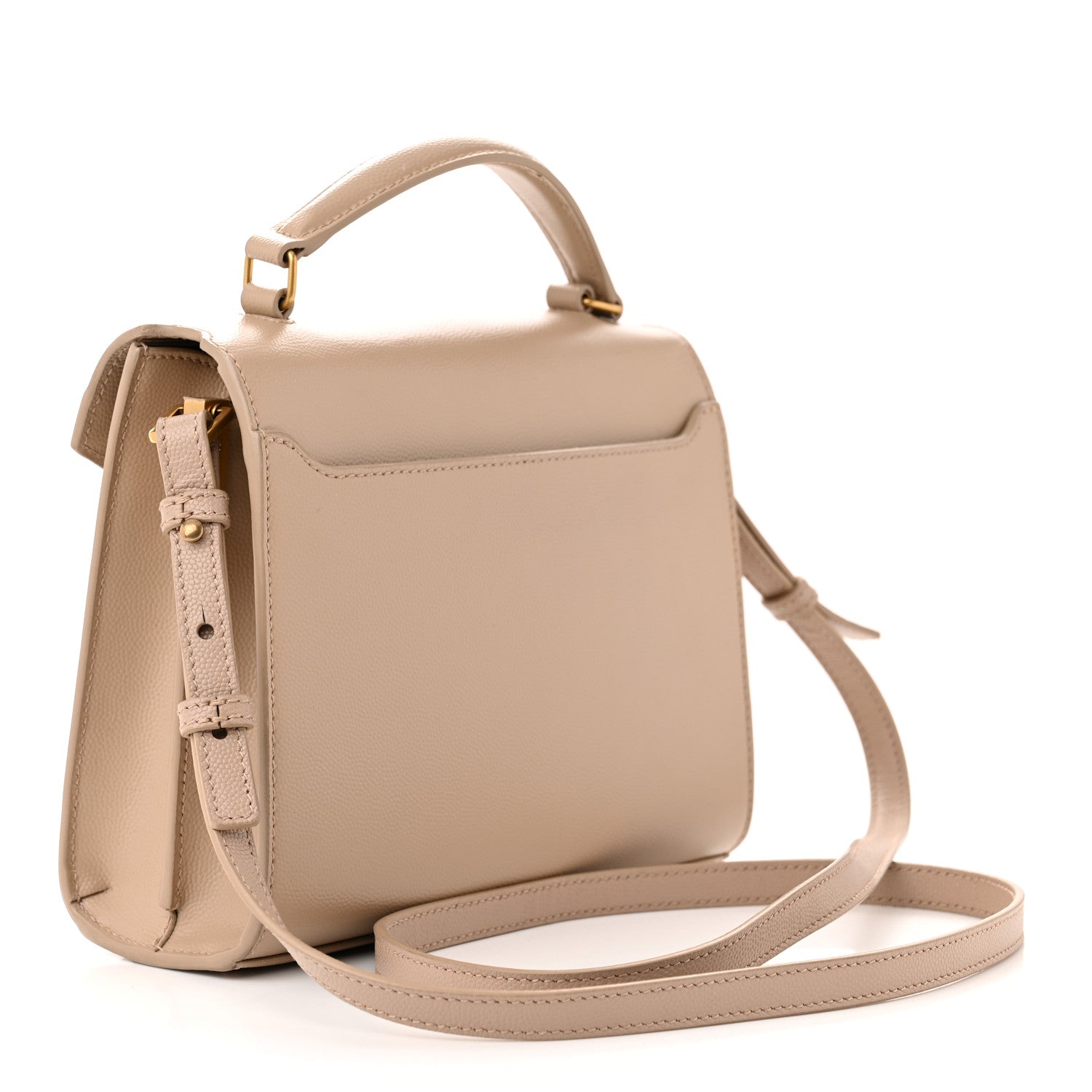 Saint Laurent Grain de Poudre Mini Classic Monogram Cassandra Top Handle Beige 3 of 11
