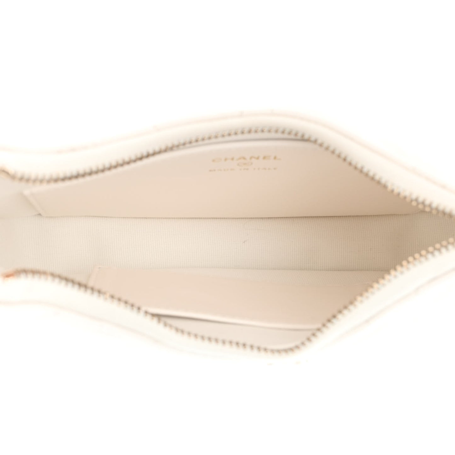 Crumpled Calfskin Quilted Braided CC Small Hobo White