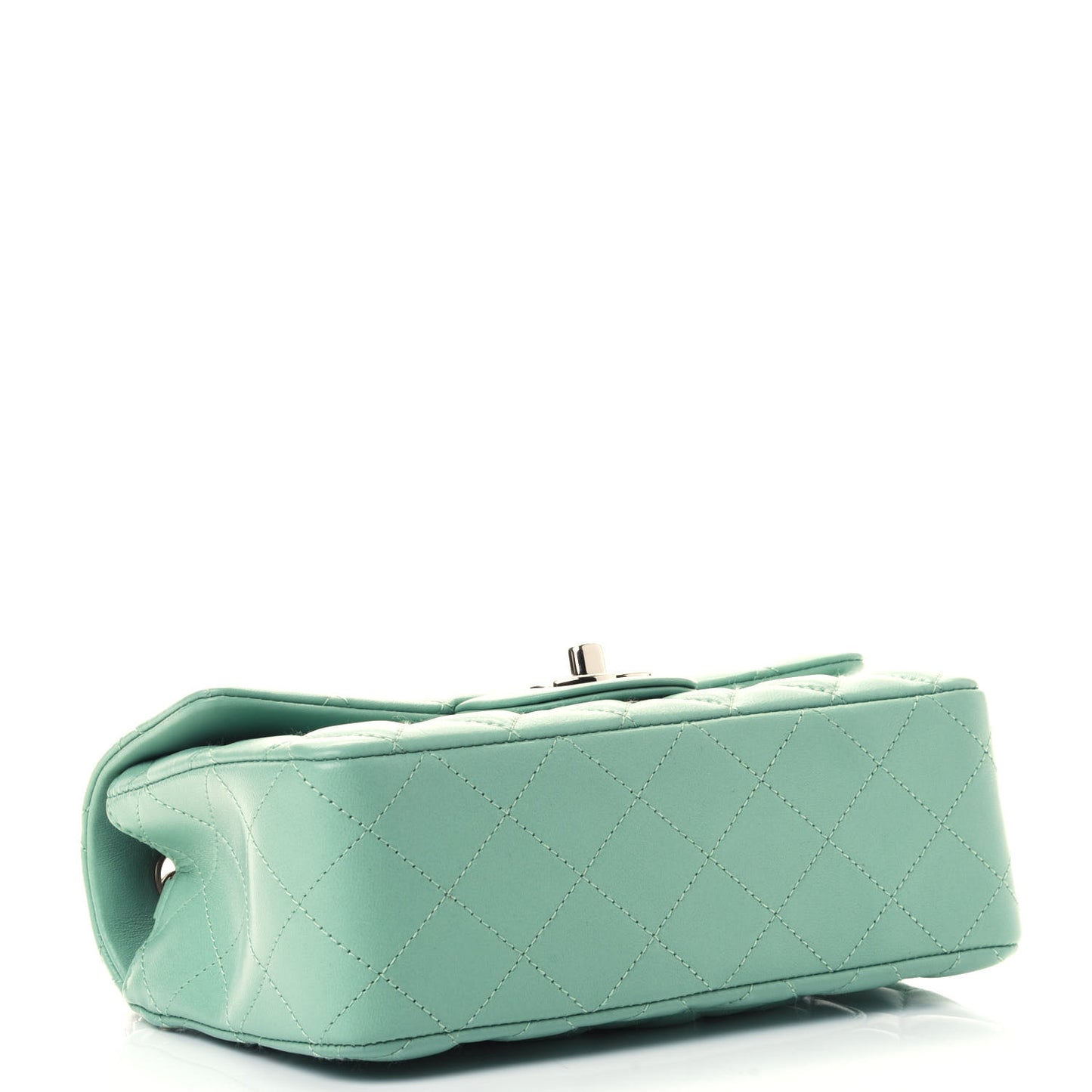 Lambskin Quilted Mini Rectangular Flap Light Green