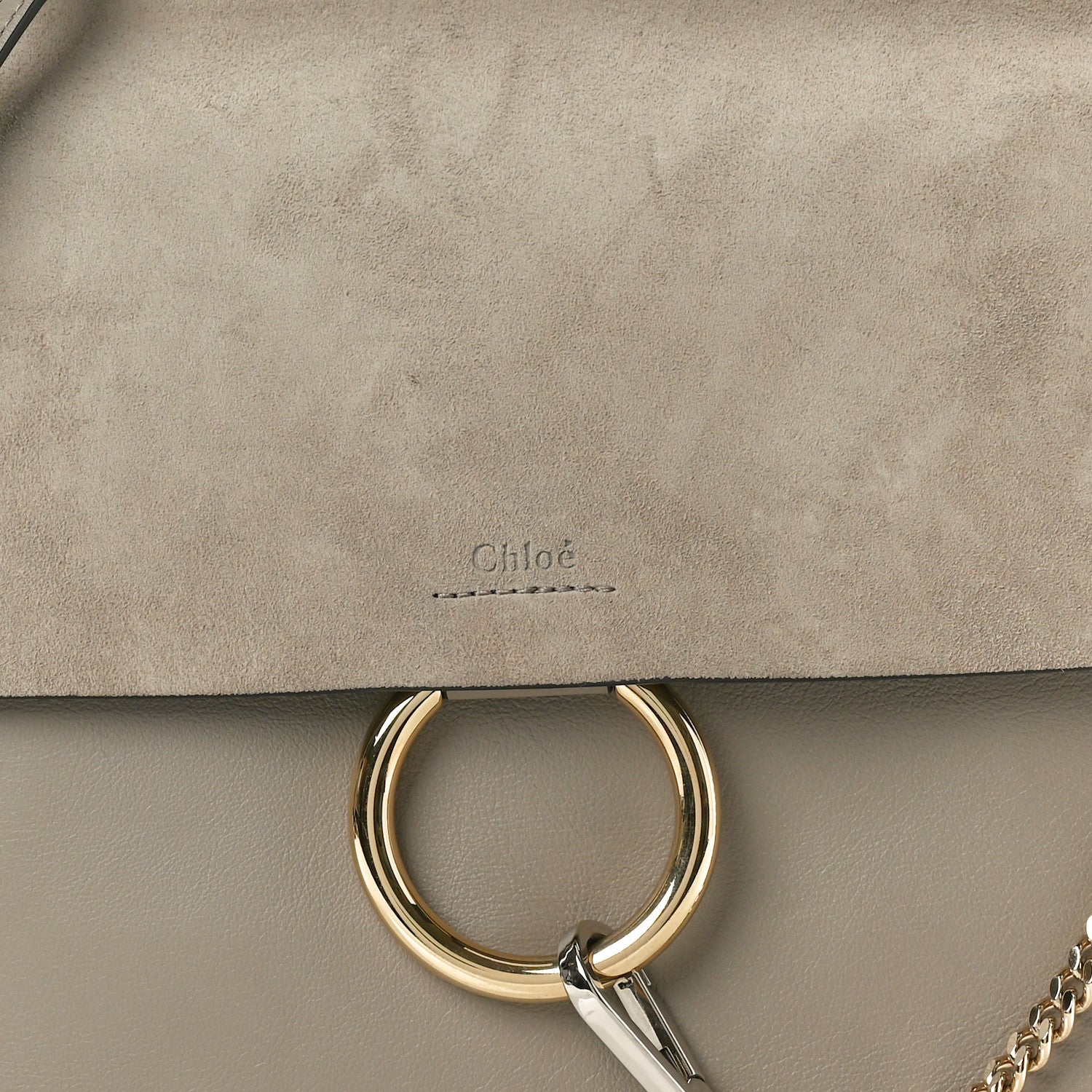 Chloe Calfskin Suede Medium Faye Shoulder Bag Motty Grey 8 of 10