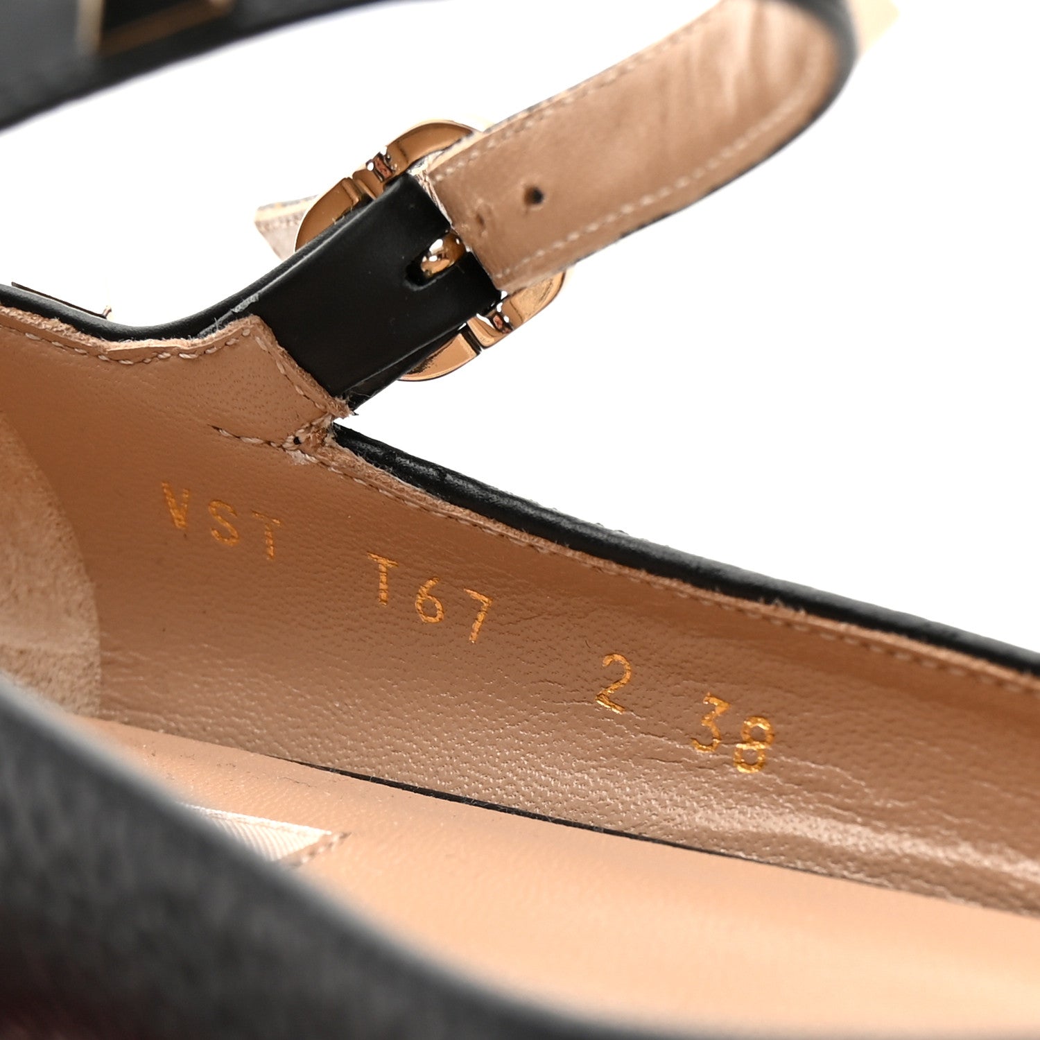 Valentino Garavani Pebbled Calfskin Rockstud Ankle Strap Ballerina Flats 38 Black 9 of 10