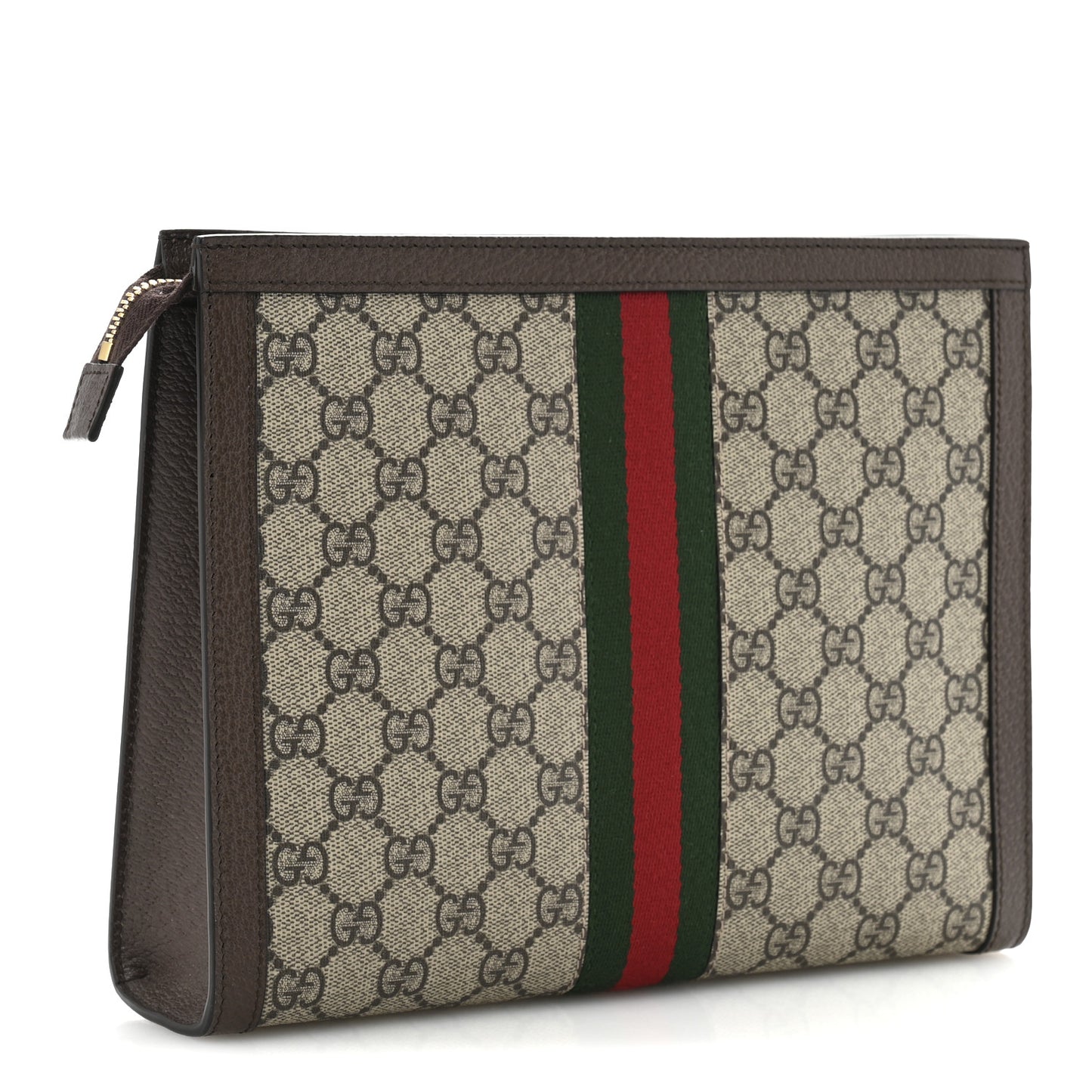 GG Supreme Monogram Web Ophidia Pouch Brown