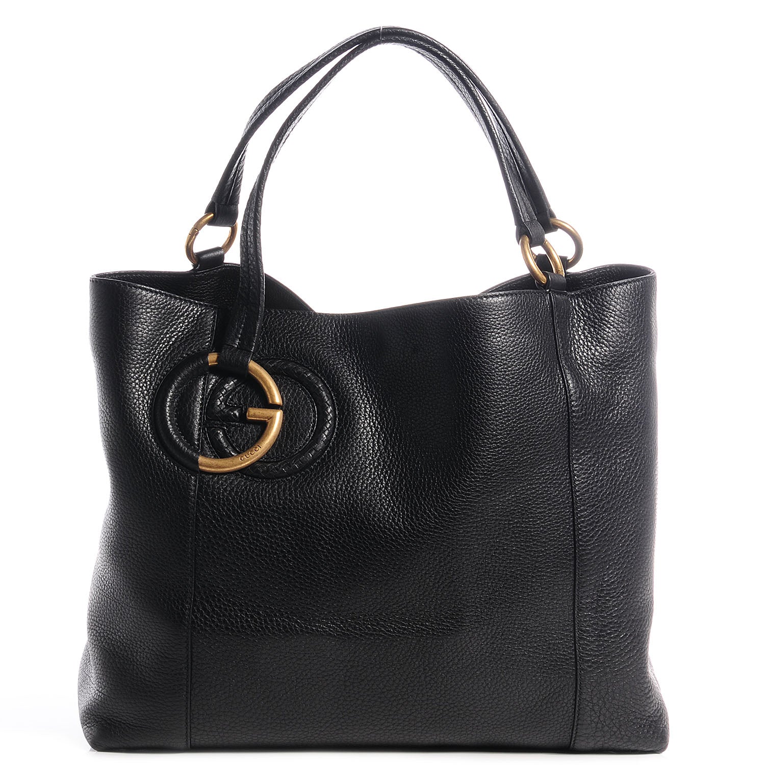 Gucci Pebbled Calfskin Twill Medium Tote Black 1 of 7