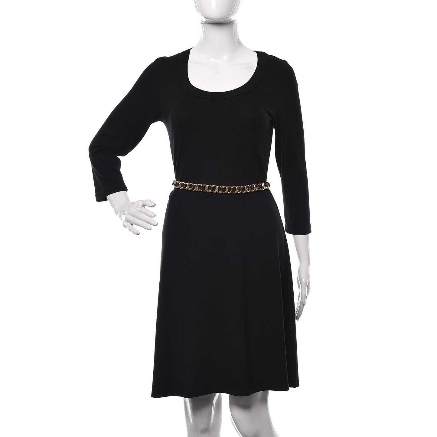 Lambskin Chain CC Belt Black Gold