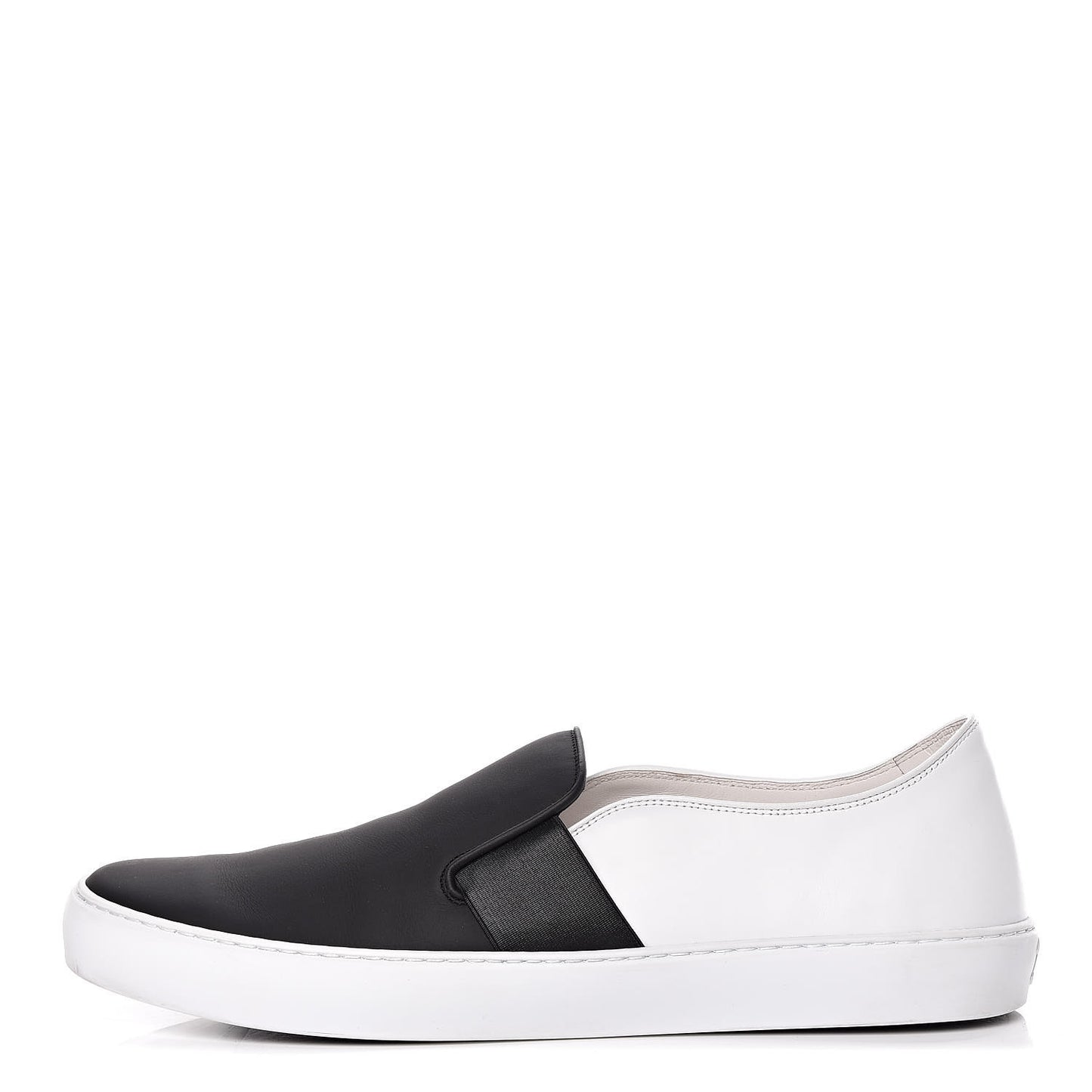 Calfskin Slip On Sneakers 45 White Black