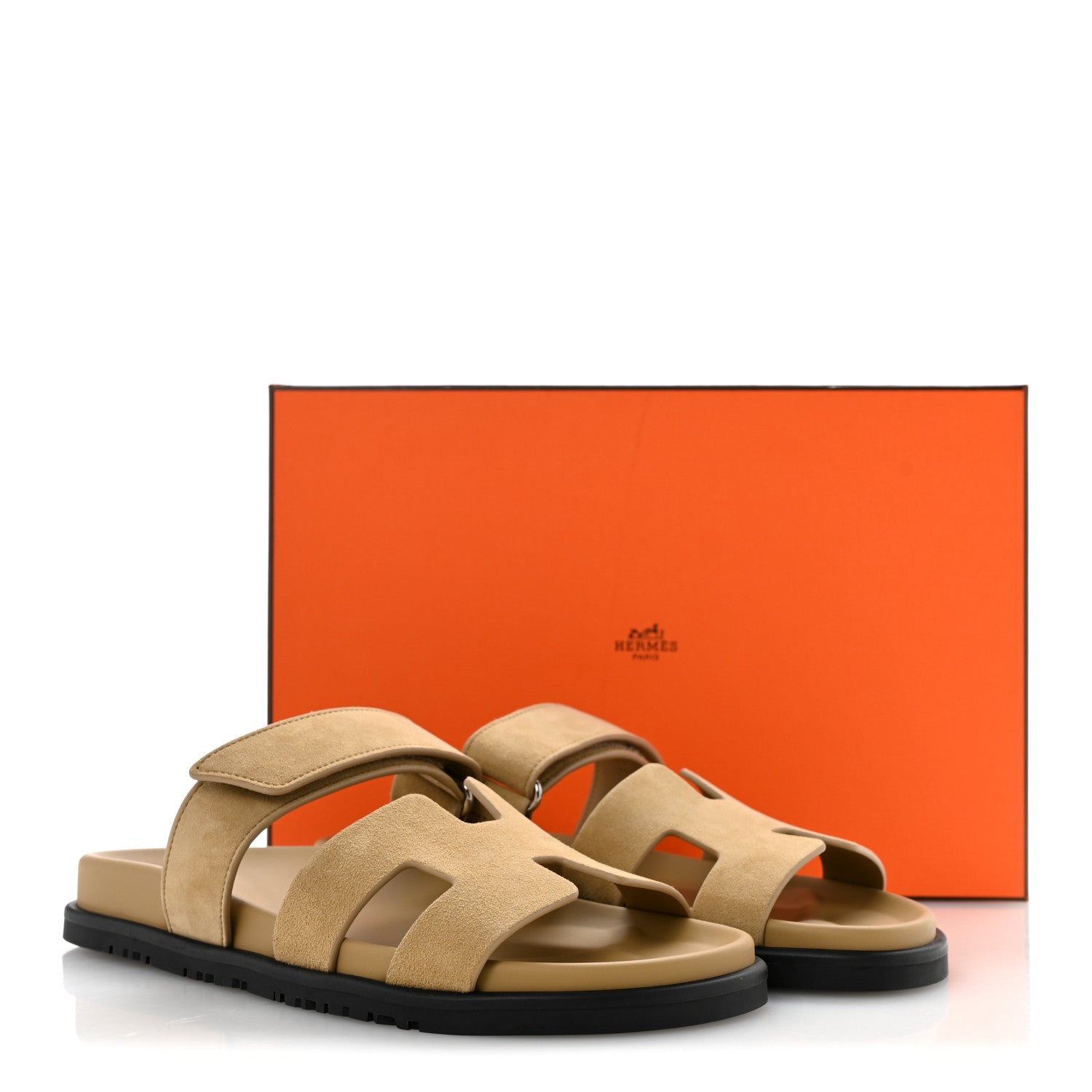 Hermes Suede Goatskin Womens Chypre Sandals 38 Beige Sable 10 of 10