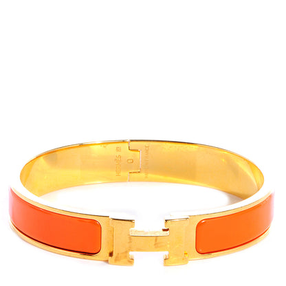 Hermes Narrow Enamel Clic Clac H Bracelet PM Orange 1 of 5