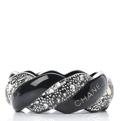 Chanel Resin Crystal CC Cuff Bracelet Black 3 of 5