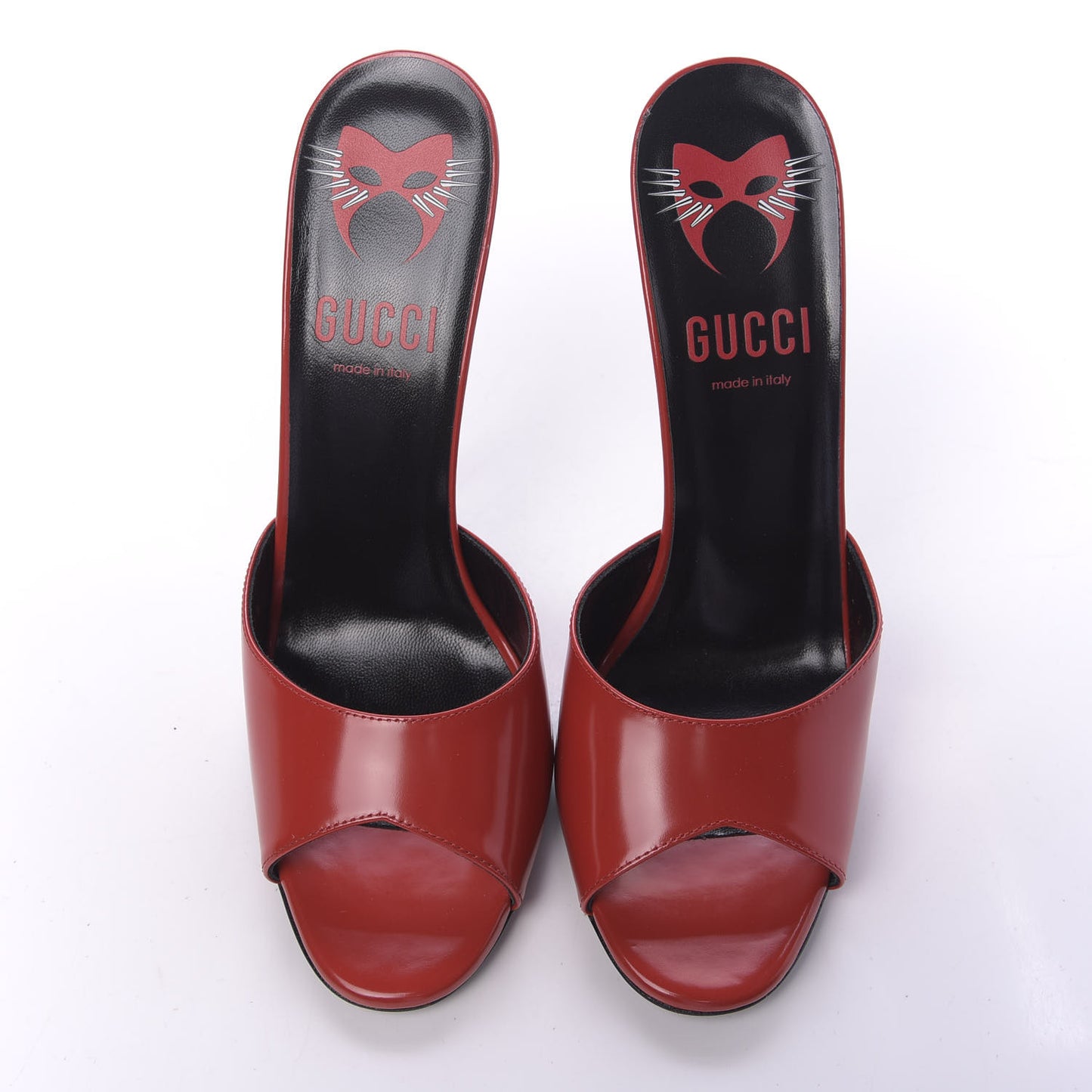 Polished Calfskin Scarlet High Heel Slide Sandals 39 Heron Red