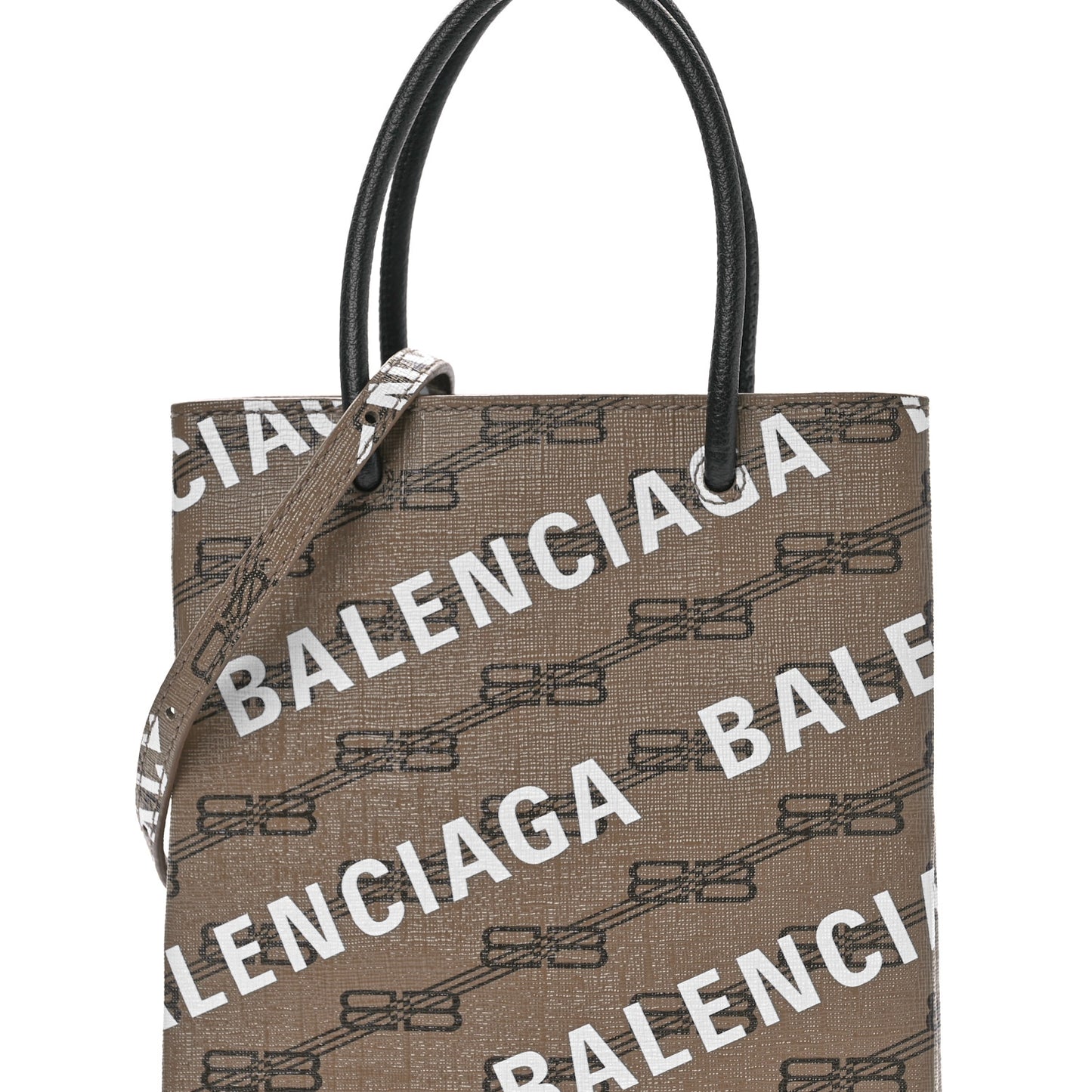 Coated Canvas BB Monogram Allover Logo Shopping Bag Beige Brown Black